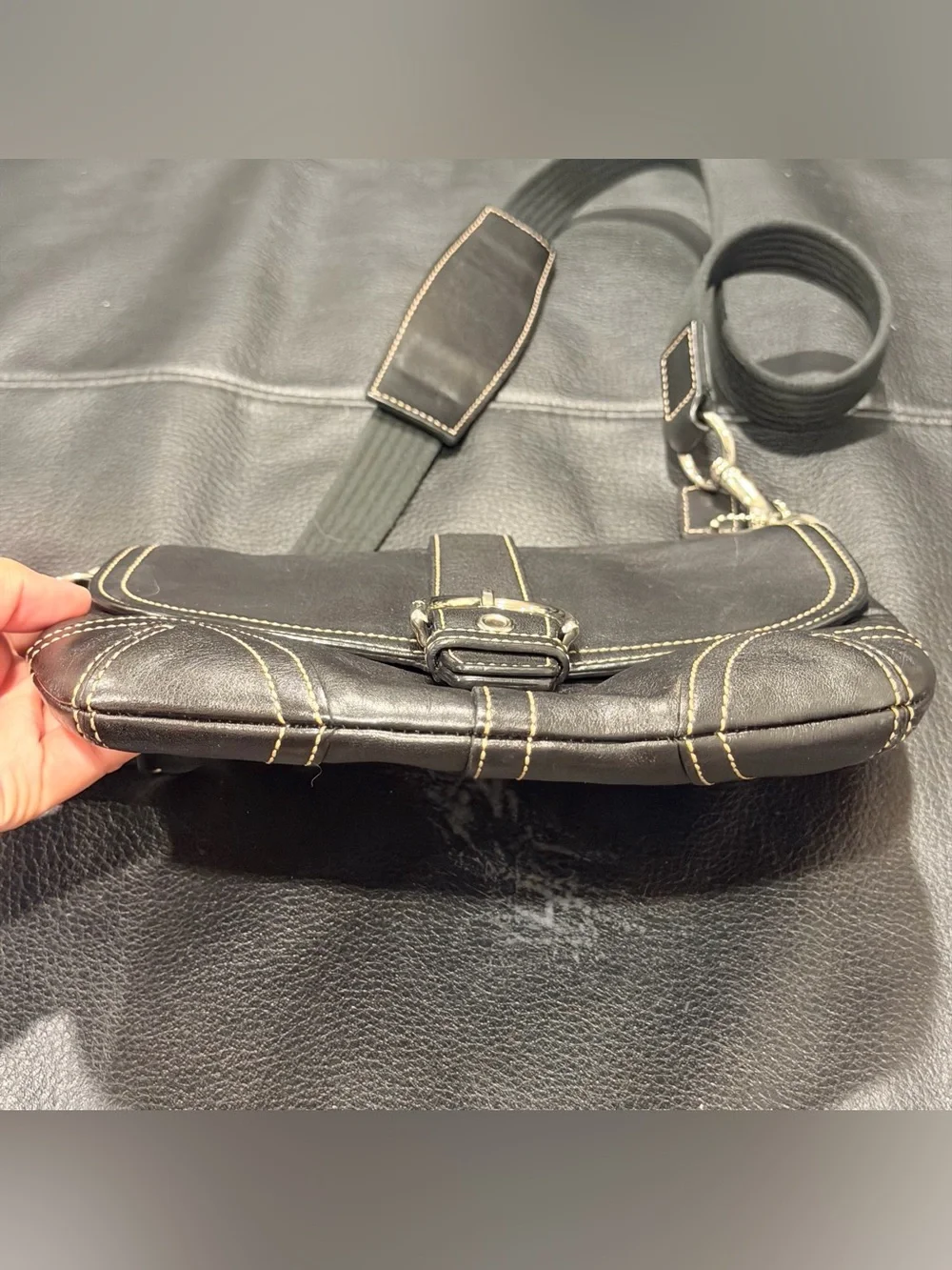 Vintage Coach Soho Black Leather Crossbody With Front Flap Y2K